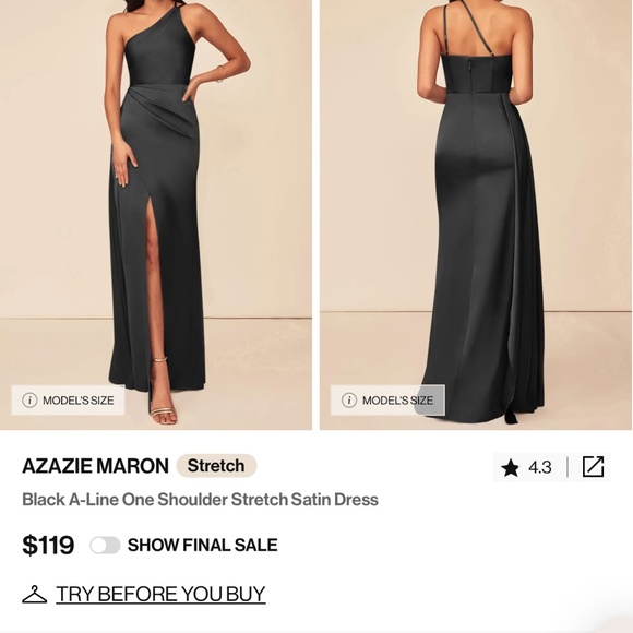 Azazie Black Dress - Picture 3 of 4